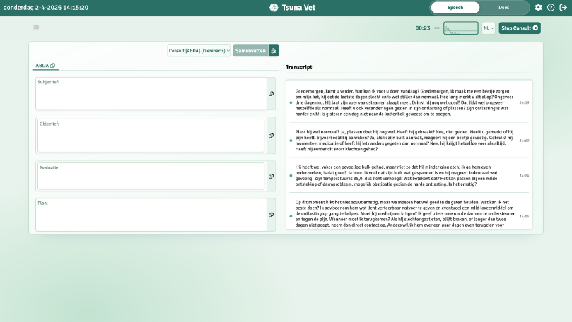 Stap 2 meelezen tijdens consult in Tsuna Vet