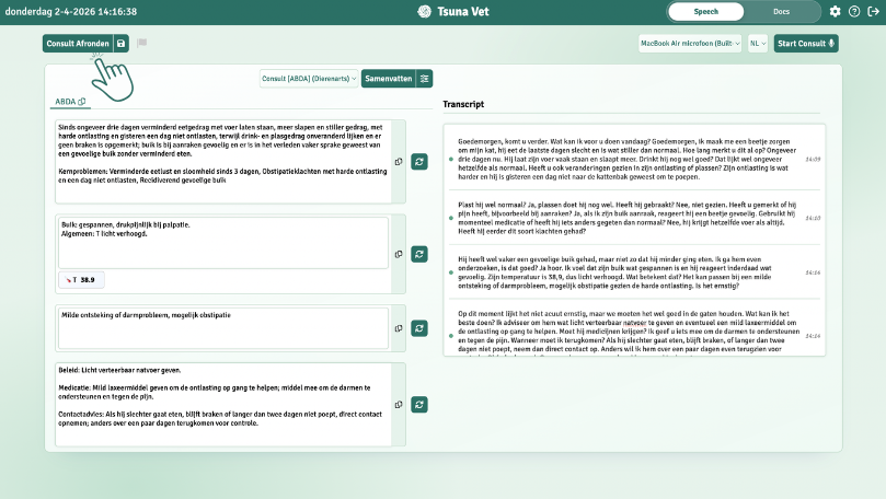 Stap 4 consult afronden in Tsuna Vet