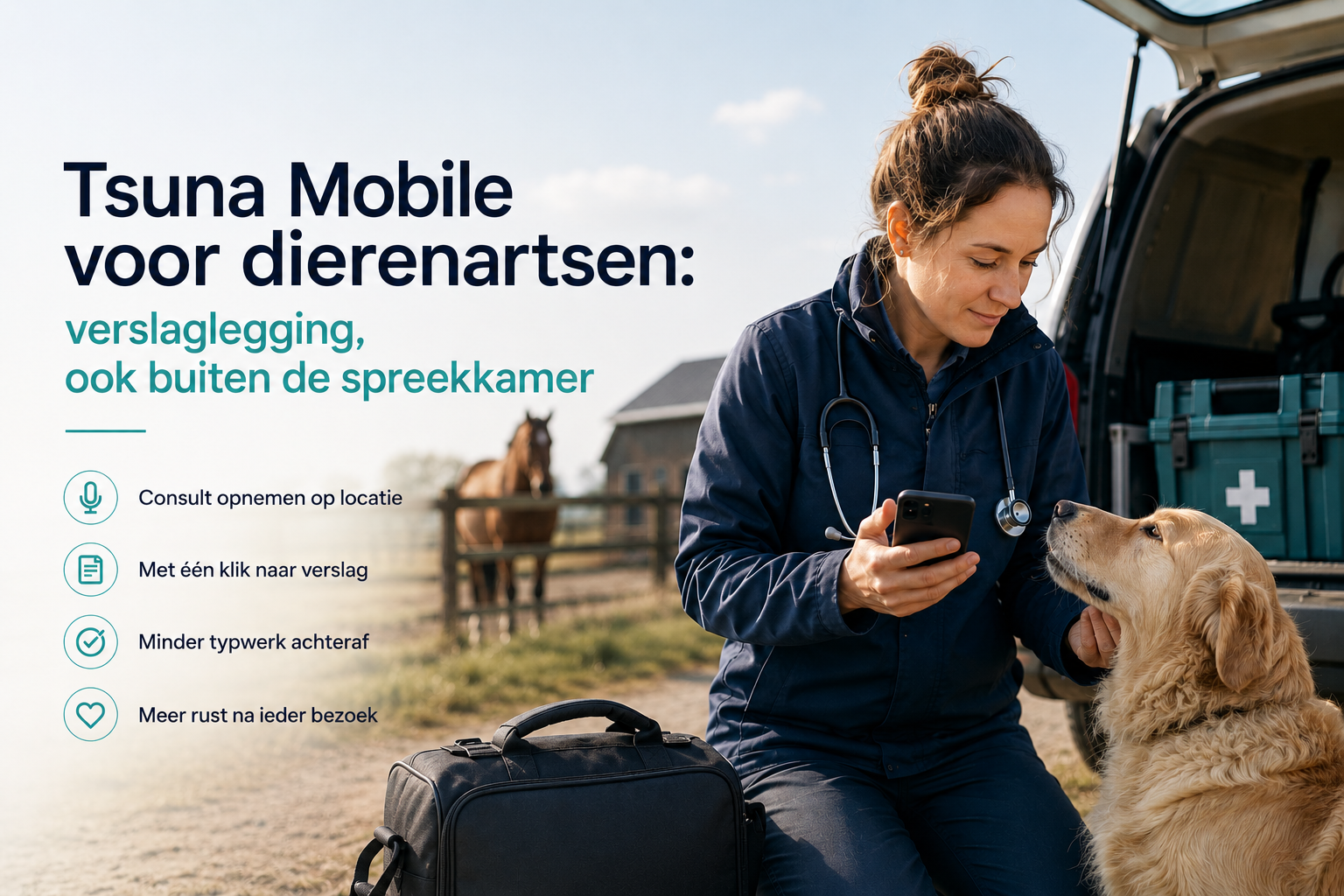 Tsuna Mobile voor dierenartsen met verslaglegging buiten de spreekkamer